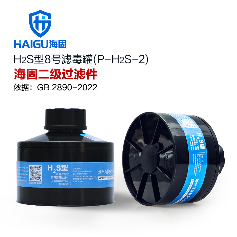 HG-ABS/P-H2S-2级滤毒罐 硫化氢气体防护 8号滤毒罐